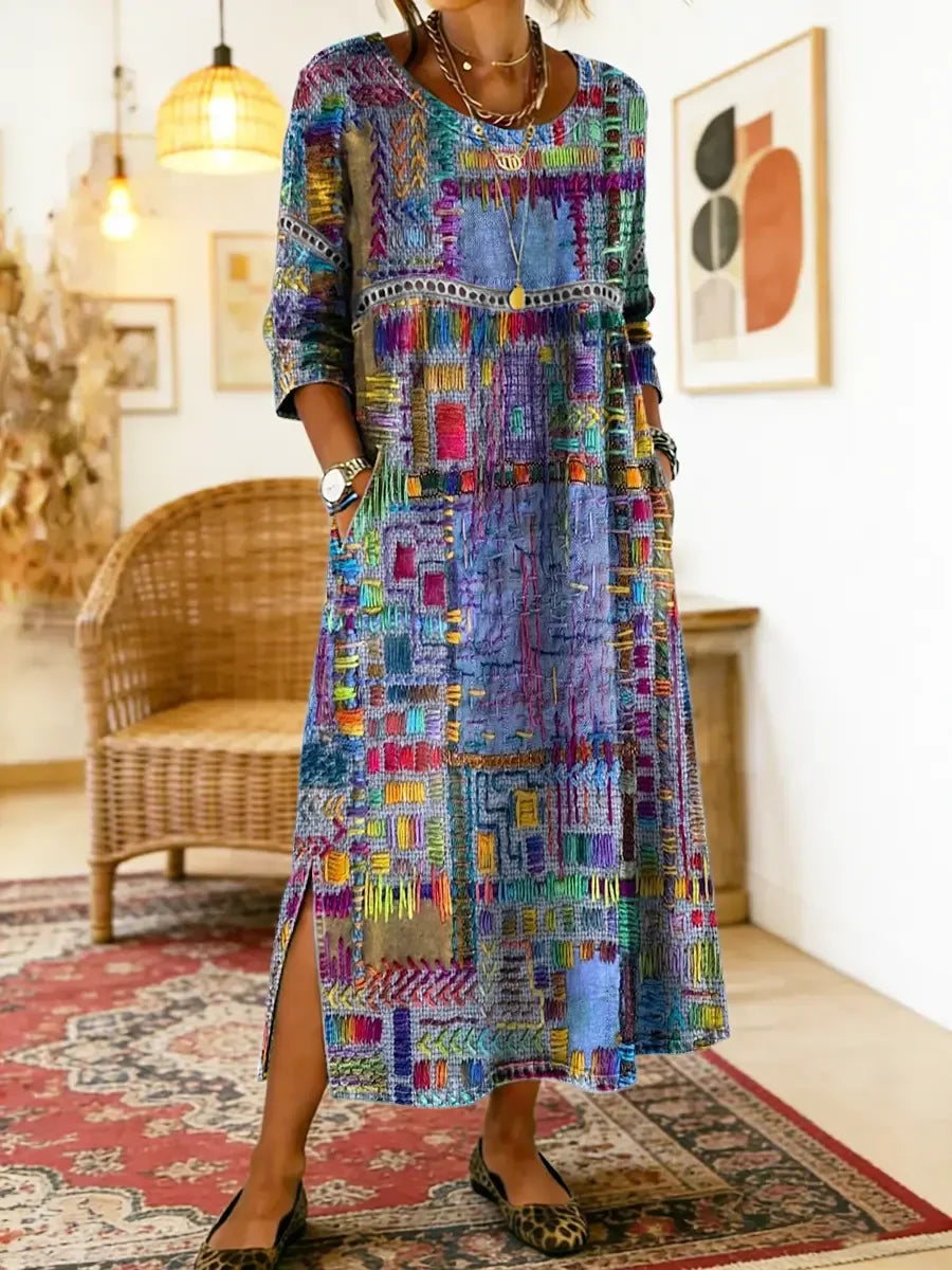🌺✨ Ostatni dzień zniżki 50%!【S-5XL】Letnia sukienka w stylu retro z okrągłym dekoltem i nadrukiem – lekka, przewiewna, wyszczuplająca i łatwa w stylizacji.