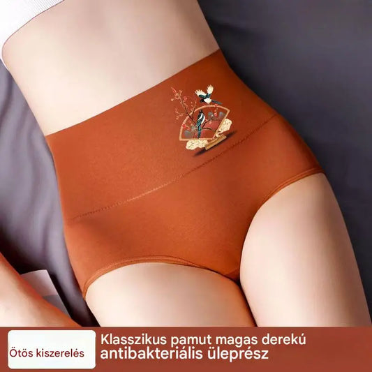 😊【6 darabos készlet】💖 Magas derekú, fenékemelő pamut női alsónemű – kényelmes és légáteresztő (40–100 kg)