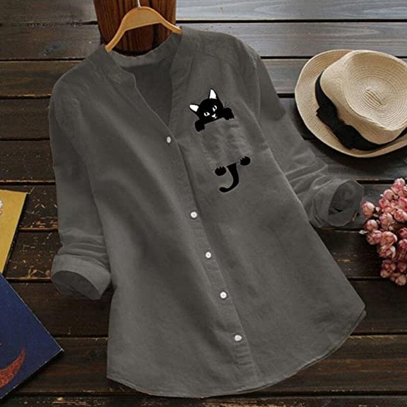 ✨🌿【Omezené skladové zásoby🔥】【S-3XL】2026 Nová móda Neformální košile pro kočky s výstřihem do V