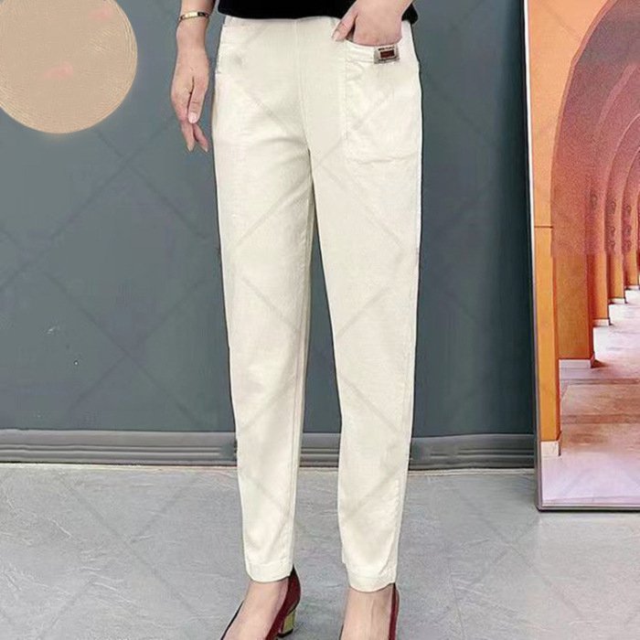 š„ćM-6XLćPantalones casuales versĆ”tiles microelĆ”sticos de talla grande para mujer