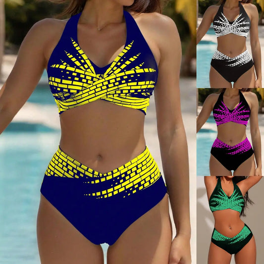👙【50% kedvezmény 💥】👉 Kétrészes bikini plus size nőknek ✅ Magas derék ✅ Nagy rugalmasságú