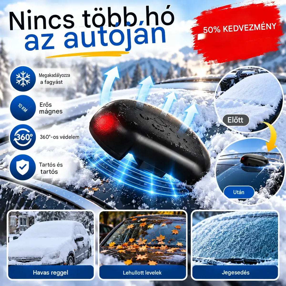 🔥❄️ Autós hóeltávolító eszköz – kifejezetten az autóablakok jégmentesítésére és hómentesítésére tervezve🚗