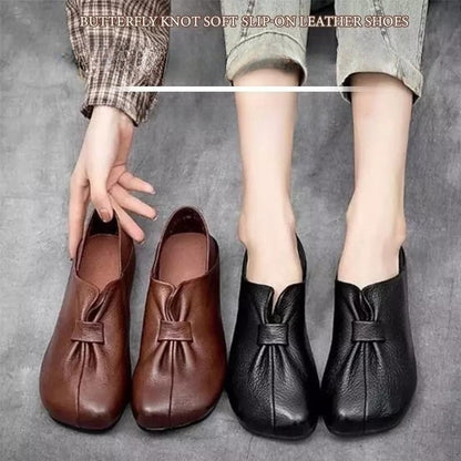 👡【35-42】Nové boty nazouvací s měkkou podrážkou a mašlí, vysoce kvalitní hovězí kůže, jednoduché a elegantní