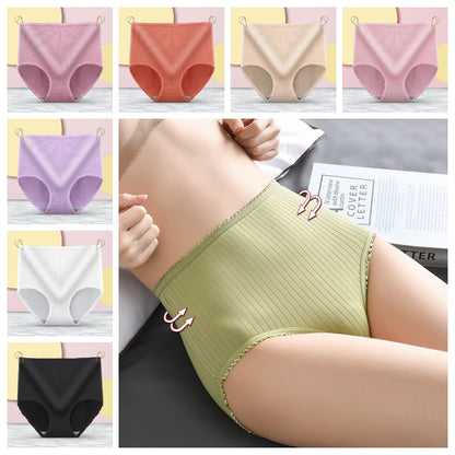 💕【Compra 4, llévate 4 gratis】Ropa interior antibacteriana de talle alto para mujer, transpirable y suave al tacto.