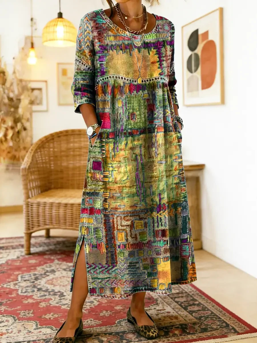 🌺✨ Ostatni dzień zniżki 50%!【S-5XL】Letnia sukienka w stylu retro z okrągłym dekoltem i nadrukiem – lekka, przewiewna, wyszczuplająca i łatwa w stylizacji.