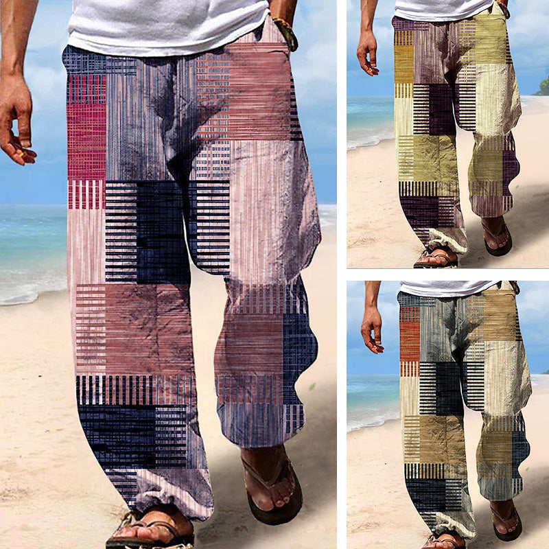 ✨👖【8 barev🌈】【S-6XL】😍 Pánské úzké kalhoty z bavlny a lnu větší velikosti, ležérní uvolněný bohémský styl, kalhoty se širokým sednutím