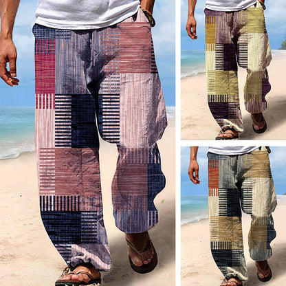✨👖【8 barev🌈】【S-6XL】😍 Pánské úzké kalhoty z bavlny a lnu větší velikosti, ležérní uvolněný bohémský styl, kalhoty se širokým sednutím