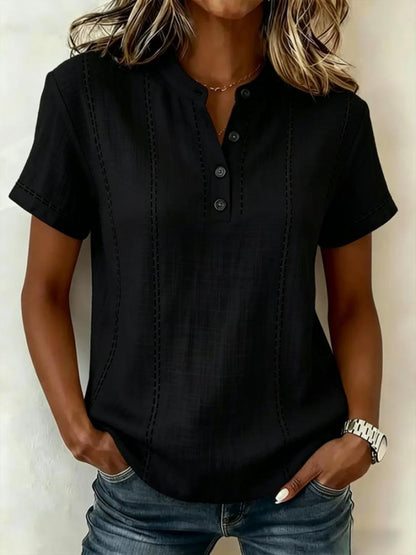 ⏳ ¡Oferta por tiempo limitado! ⏰【S-3XL】Camisa de manga corta con cuello alto para mujer, colección 2026, ideal para la temporada de verano.