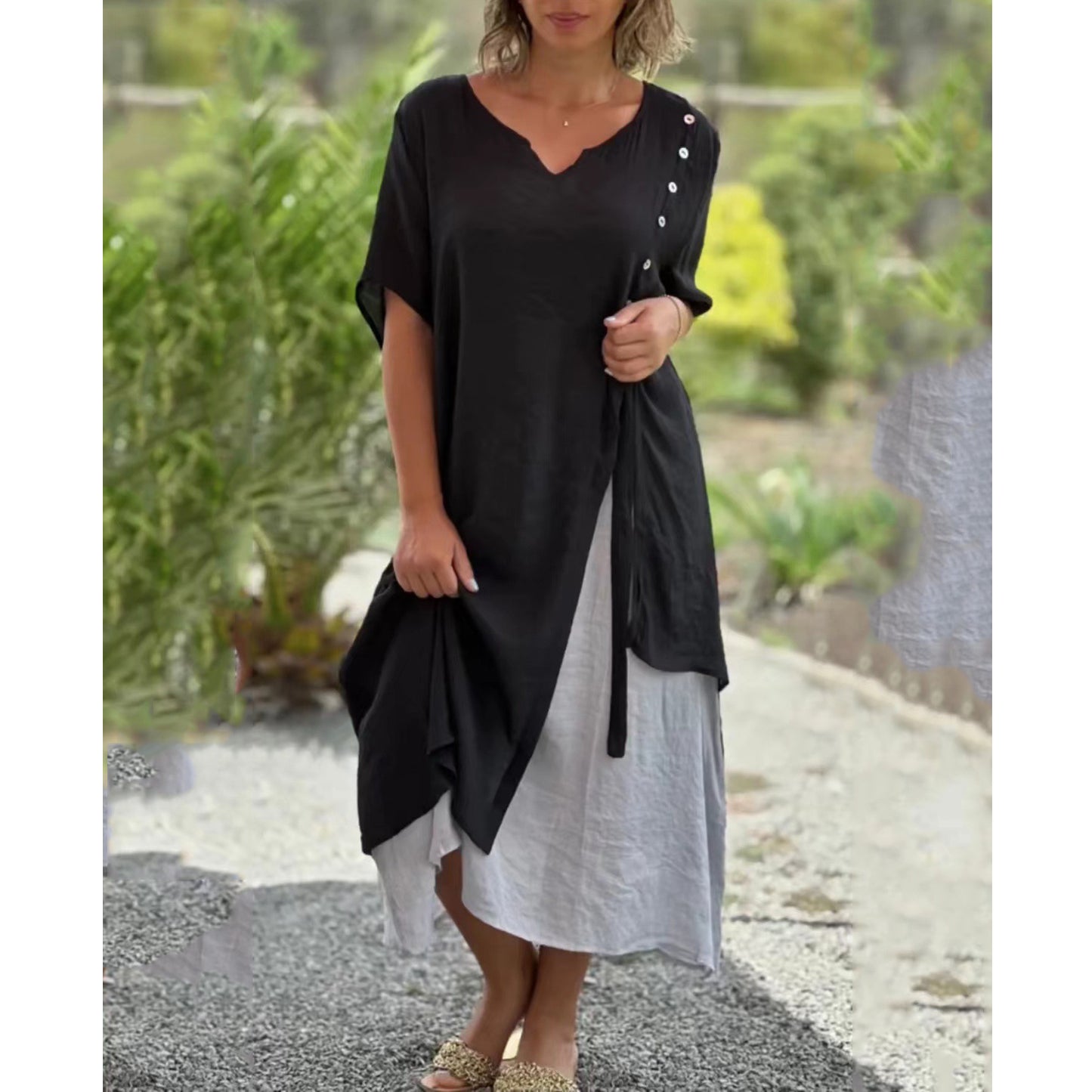 【S-4XL】Vestido de diseñador con cuello en V