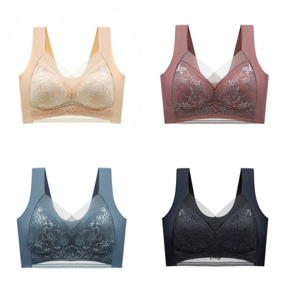 🔥👍【Compra 2 y llévate 2 gratis】👙🌺【40-110 kg】Sujetador de encaje cómodo sin costuras de talla grande