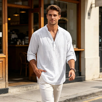 👔Płatność przy odbiorze🤩【S-5XL】Męska koszula z długim rękawem wykonana z bawełny i lnu.