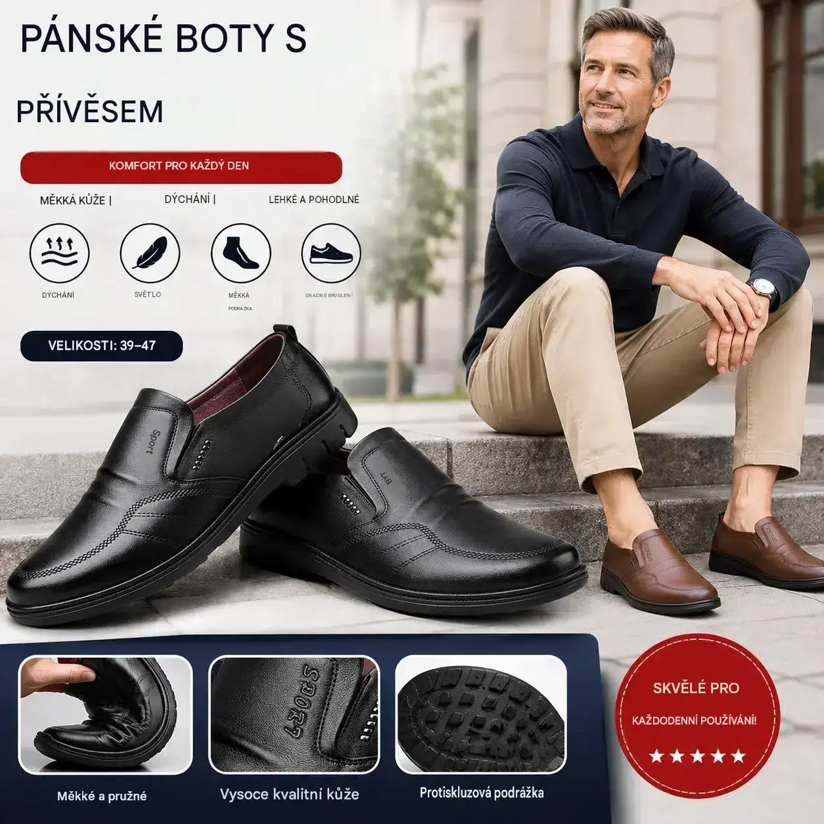 👞🔥【39–44】Pánské společenské boty z pravé kůže s pohodlnou, měkkou podrážkou – vhodné pro různé příležitosti.