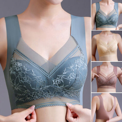 🔥👍【Compra 2 y llévate 2 gratis】👙🌺【40-110 kg】Sujetador de encaje cómodo sin costuras de talla grande