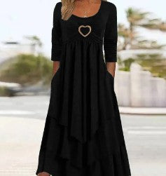 👗🔥Poslední den – sleva 50 %【Velikosti S–3XL】Nové letní jednoduché šaty, s podšívkou v pase a ozdobou ve tvaru srdce, stylové a snadno kombinovatelné