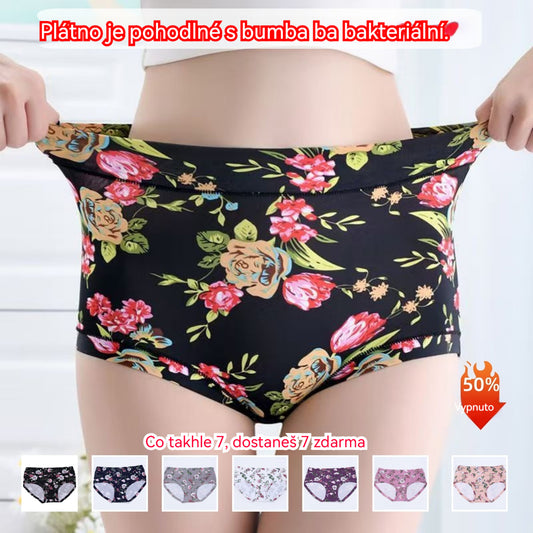 😍💕💕(7 kusů) 【60-110 kg】Pohodlné antibakteriální bavlněné spodní prádlo, nové modely s potisky