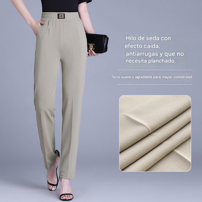 【XL-6XL】👖 Pantalones de verano de corte recto y talle alto, confeccionados en seda glacial.