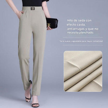 【XL-6XL】👖 Pantalones de verano de corte recto y talle alto, confeccionados en seda glacial.