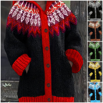 ✨ Utolsó nap – 50% kedvezmény 【S–5XL】✨ Elegáns női téli kapucnis kabát retro mintával