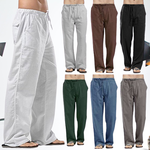 😎【S-5XL】 Pánské volnočasové kalhoty z bavlny a lnu, k dispozici i větší velikosti, 6 barev