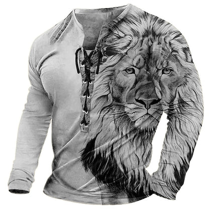 🦁🦁【S-4XL】 Camiseta 3D para hombre – manga larga, estampado realista y tejido suave