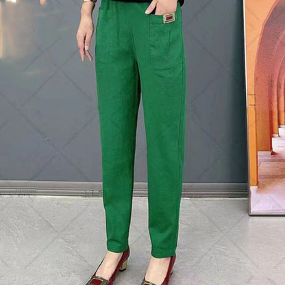 🔥【M-6XL】Pantalones casuales versátiles microelásticos de talla grande para mujer