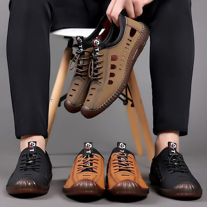Nuevos zapatos casuales transpirables de suela blanda y diseño calado para hombre.