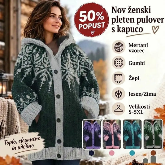 🔥 Zadnji dan – 50 % popusta 🔥【S–5XL】✨ Nova zimska barvita pletena jakna s kapuco