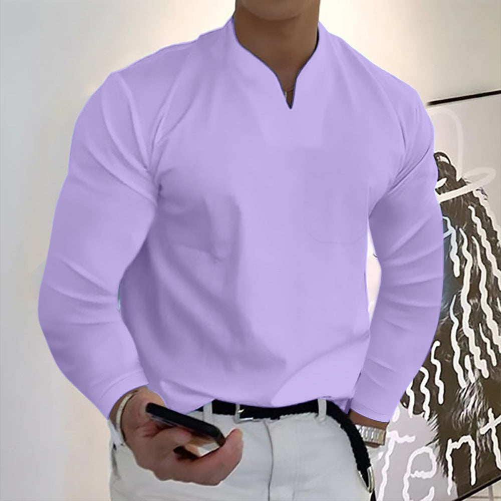 ⭐【S–5XL】Nova moška raztegljiva bombažna majica z V-izrezom