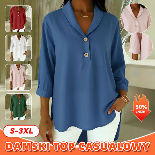 【S-3XL】Elegante, cómoda y holgada camisa de manga larga para mujer con cuello Peter Pan