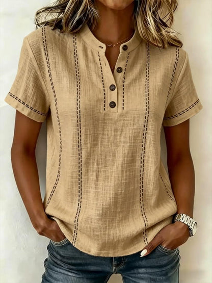 ⏳ ¡Oferta por tiempo limitado! ⏰【S-3XL】Camisa de manga corta con cuello alto para mujer, colección 2026, ideal para la temporada de verano.