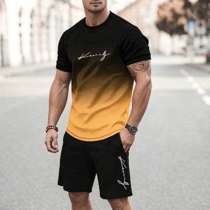 ✨👕👖【Platba na dobírku】Tato nová pánská tepláková souprava se skládá z trička a kraťasů. Je jednoduchá, stylová, pohodlná a prodyšná.