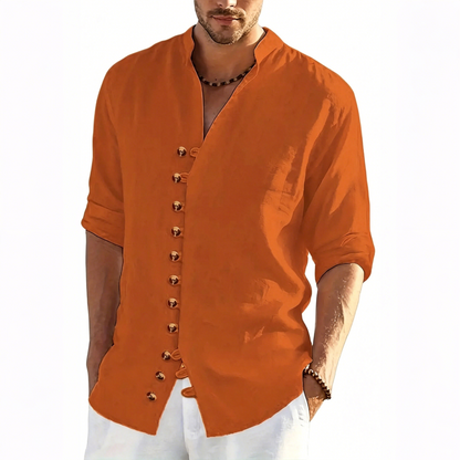👔50% de descuento🔥【40-100 kg】Camisa de verano de manga larga para hombre, confeccionada en lino y algodón ✅️Pago contra entrega