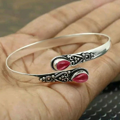 50%OFF--Pulsera vintage de plata S925 con ágata verde