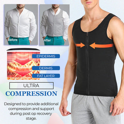 🌹👔【50% de descuento】✨【S-4XL】Chaleco de abdominoplastia con cremallera de verano para hombre, adecuado para correr, fitness, deportes
