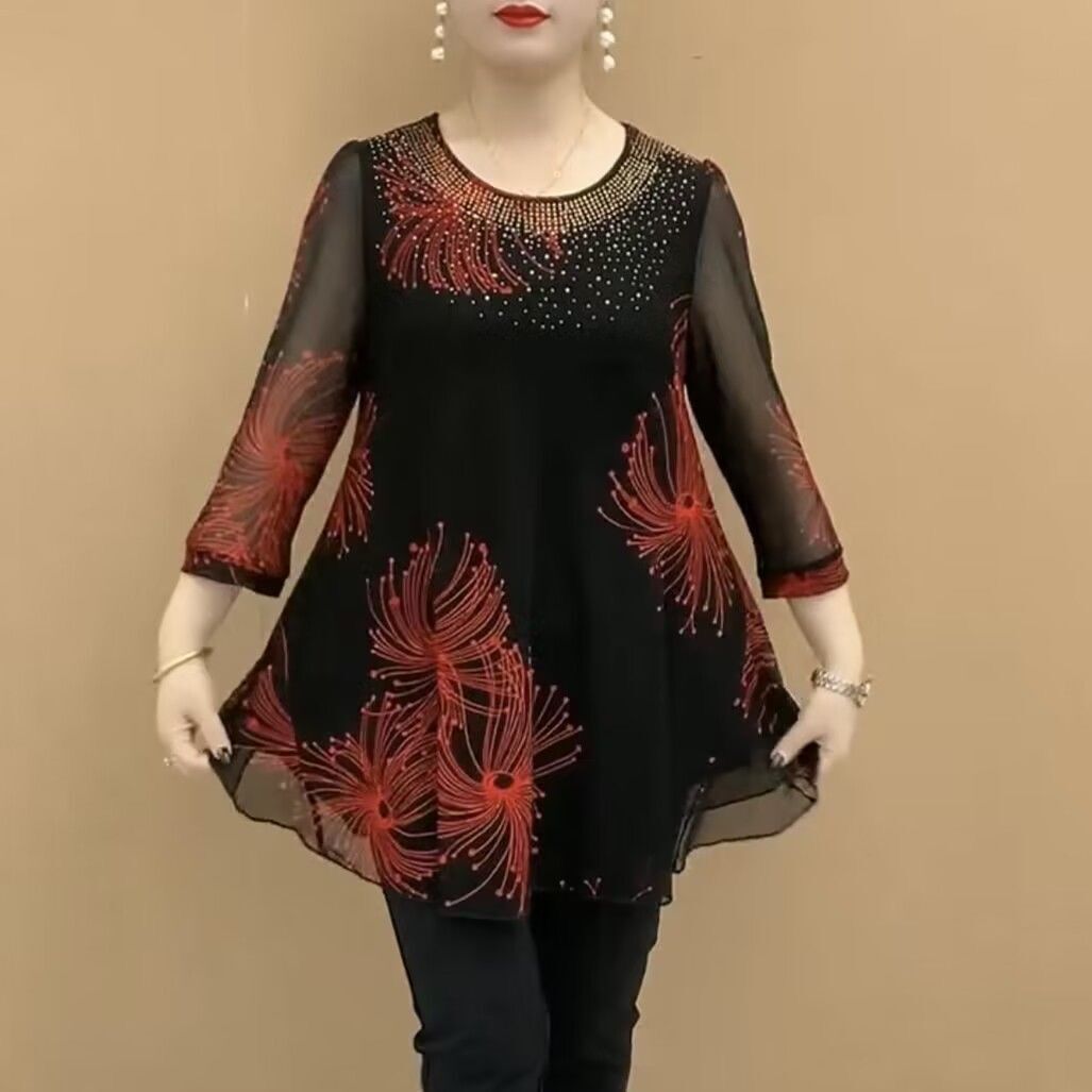 【M-4XL】Dámská módní šifonová halenka s vyšívaným vzorem 2026.