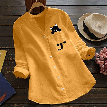 ✨🌿【Omezené skladové zásoby🔥】【S-3XL】2026  Nová móda Neformální košile pro kočky s výstřihem do V