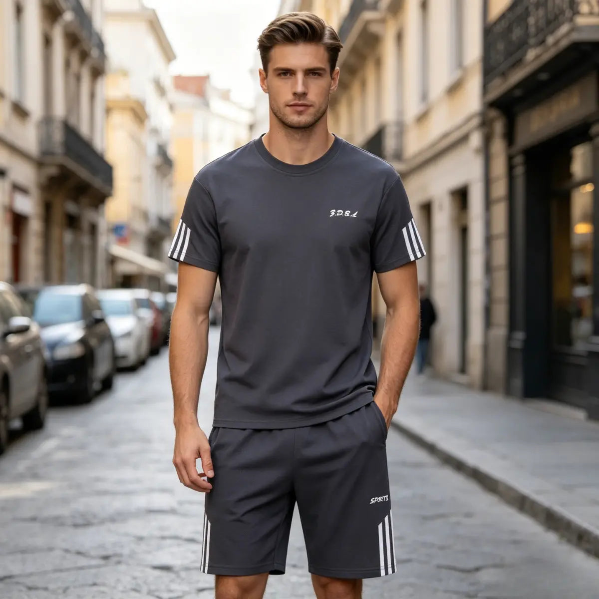 👕👖 [45–100 kg] Pánská letní sportovní souprava – s prodyšným, rychleschnoucím síťovaným designem a stylovým vzhledem.