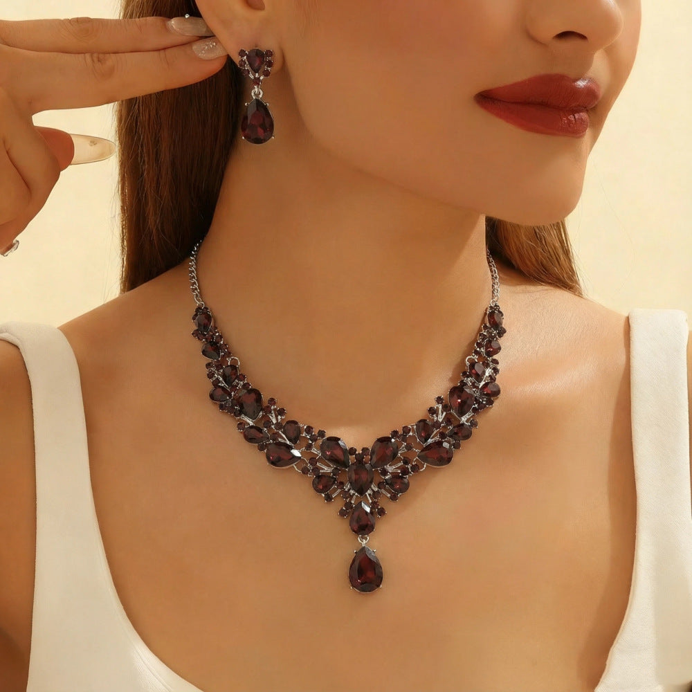 💎✨【Nyaklánc + Fülbevaló】💖Új nyaklánc- és fülbevalószett színes cirkónia kövekkel.