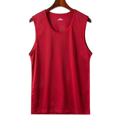💥【Compra uno y llévate otro gratis】💥Chaleco de malla de seda de hielo para hombre, fino, ajustado, deportivo, sin mangas, para fitness, para hombre