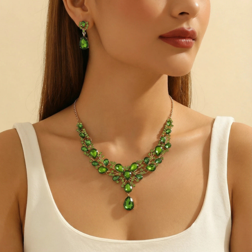 💎✨【Nyaklánc + Fülbevaló】💖Új nyaklánc- és fülbevalószett színes cirkónia kövekkel.