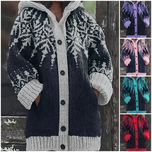 🔥 Utolsó nap – 50% kedvezmény 🔥【S–5XL】✨ Új téli, színes kötött kapucnis kabát