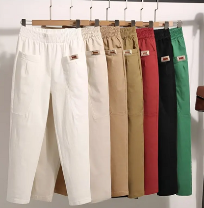 【Έκπτωση 50%】🔥【M-6XL】Γυναικείο παντελόνι από βαμβάκι με ελαστική μέση