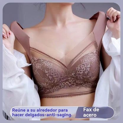 🔥👍【Compra 2 y llévate 2 gratis】👙🌺【40-110 kg】Sujetador de encaje cómodo sin costuras de talla grande