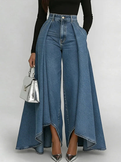 🥇Dámské džíny s vysokým pasem a širokými nohavicemi, volný střih, elegantní design.