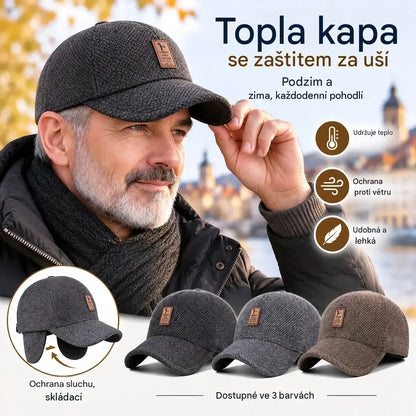⭐🧢 Teplá pánská čepice s klapkami na uši: pohodlí na podzim a zimu.