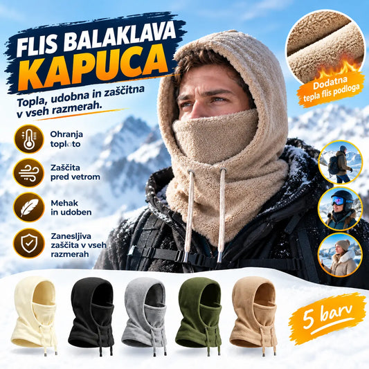 🚴‍♂️❄️🧣 Zimska flis termo podkapa | Debela vetrovno odporna podkapa za smučanje, kolesarjenje, motoristiko in aktivnosti na prostem 🏍️🚴‍♂️