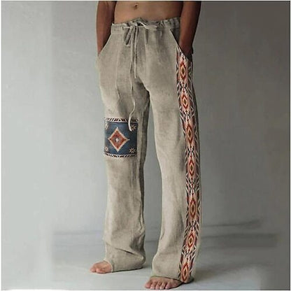 ✨👖【8 barev🌈】【S-6XL】😍 Pánské úzké kalhoty z bavlny a lnu větší velikosti, ležérní uvolněný bohémský styl, kalhoty se širokým sednutím