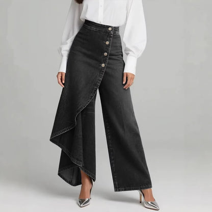 🥇【S-3XL】Vaqueros de mujer de talle alto y perneras anchas, corte amplio y diseño elegante.