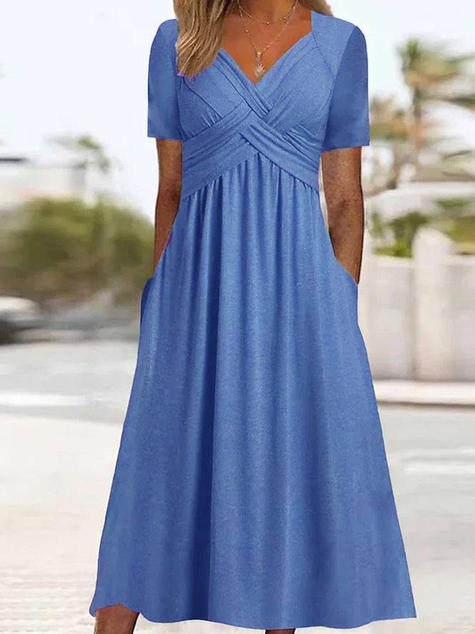 ⏳ 👗Último día: 50 % de descuento 【Tallas S-3XL】 Vestido midi casual de moda en color liso