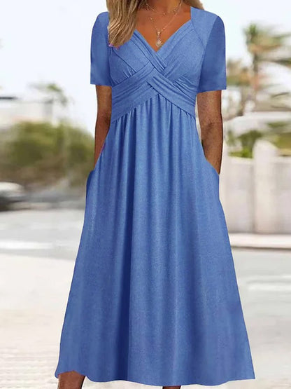 ⏳ 👗Último día: 50 % de descuento 【Tallas S-3XL】 Vestido midi casual de moda en color liso